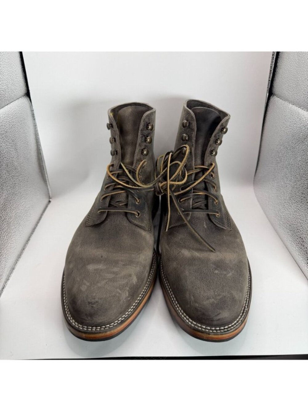 Parkhurst Mens Lace-Up Leather Kudu Boots Vibram Sole Size 12.5 Made In Portugal - Picture 2 of 8